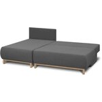 Canapé d'angle gauche convertible MIKA 3 places - Tissu gris clair - Coffre de rangement - 218 x 98/145 x 84 cm
