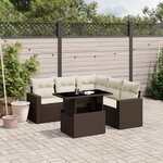vidaXL Salon de jardin avec coussins 6 Pièces marron résine tressée