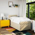 vidaXL Sommier à lattes de lit avec matelas Crème 90x200 cm Tissu