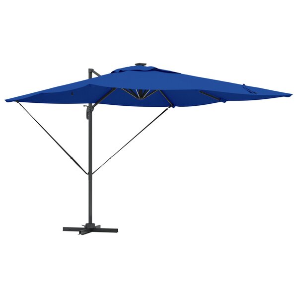 vidaXL Parasol Cantilever Roma avec LEDs Bleu Azur 286x285x270 cm Aluminium