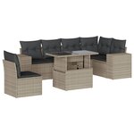 vidaXL Salon de jardin avec coussins 7 Pièces gris clair résine tressée