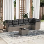 vidaXL Salon de jardin avec coussins 7 Pièces gris résine tressée
