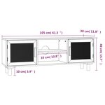 vidaXL Meuble TV Noir 105x30x40cm Bois de pin massif et rotin naturel