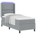 Lit à ressort vidaXL avec matelas et lumière LED gris clair 80x200 cm en tissu