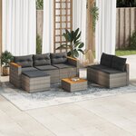 vidaXL Salon de jardin 5 Pièces avec coussins gris résine tressée acacia