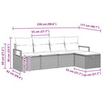 Ensemble de 5 Pièces de Canapés de Jardin avec Coussins Marron en Rattan Poly