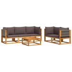 vidaXL Salon de jardin avec coussins 6 Pièces bois d'acacia solide