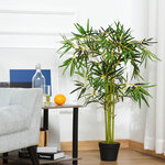 Bambou artificiel hauteur 1 2 m 552 feuilles denses réalistes pot inclus noir avec lichen vert