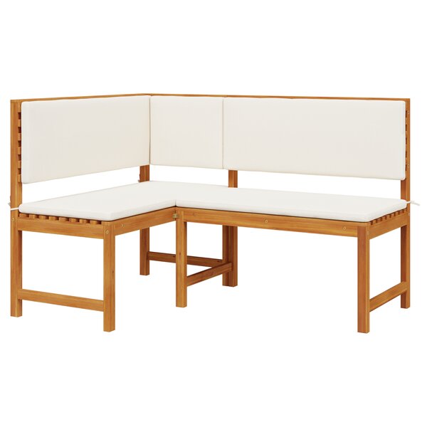 Banc d'angle de jardin vidaXL avec coussins 140x100x91 cm en bois massif d'acacia