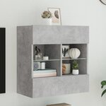 vidaXL Meuble TV mural avec lumières LED gris béton 58 5x30x60 5 cm