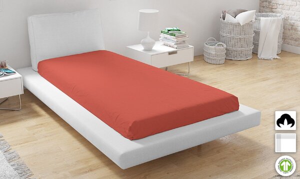 Drap housse en coton bio 90 x 200 cm - Orange