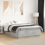 vidaXL Cadre de lit avec lumières LED gris béton 120x190 cm
