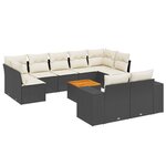 vidaXL Salon de jardin 10 Pièces avec coussins noir résine tressée