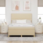 vidaXL Lit à ressort avec matelas crème 140x200 cm tissu
