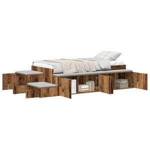 vidaXL lit de rangement en vieux bois 80x200 cm