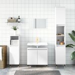 vidaXL Ensemble d'armoires salle de bain 3 Pièces blanc bois d'ingénierie