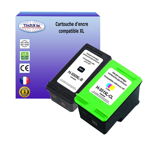 1+1 cartouches compatibles avec HP PhotoSmart C5280, C5283, C5288, C5290 remplace  HP 350XL, HP 351XL - (Noire+Couleur) -T3AZUR