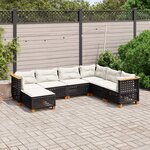vidaXL Salon de jardin 7 Pièces avec coussins noir résine tressée