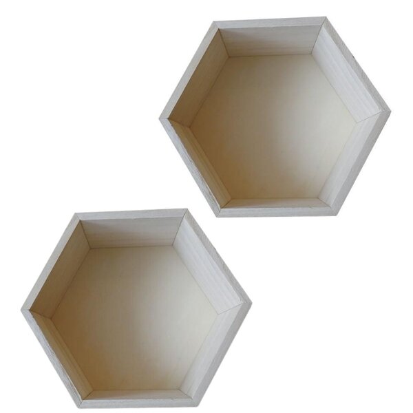 2 étagères hexagone en bois 30 x 26 5 x 10 cm