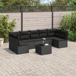 vidaXL Salon de jardin 8 Pièces avec coussins noir résine tressée