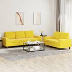 vidaXL Ensemble de canapés 2 Pièces jaune clair tissu