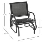 Fauteuil à bascule de jardin rocking chair design contemporain métal textilène noir