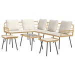 Ensemble de canapé de jardin de 4 pièces avec coussins en poly rattan naturel