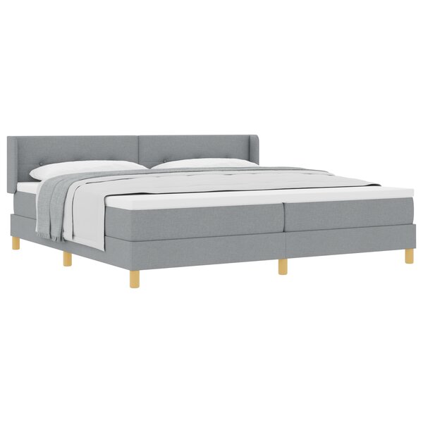 Lit avec Sommier vidaXL avec Matelas Gris Clair 200x200 cm Tissu