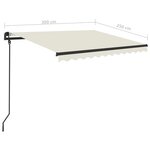 vidaXL Auvent rétractable automatique et poteaux 3x2 5 m Crème