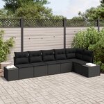 vidaXL Ensemble de Canapé de Jardin de 6 Pièces avec Coussins Noir Rattan Polyéthylène