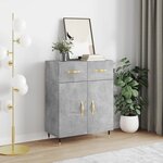 vidaXL Buffet gris béton 69 5x34x90 cm bois d'ingénierie