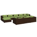 Salon de jardin meuble d'extérieur ensemble de mobilier 10 pièces avec coussins marron résine tressée 02_0015095