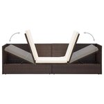 Lit de jardin avec coussin et oreillers résine tressée marron 02_0012000
