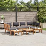 Bancs de jardin vidaXL 4 pièces avec coussins en bois d'acacia massif