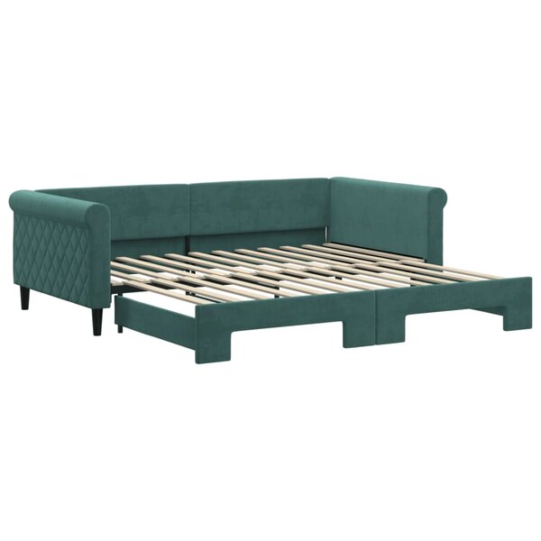 vidaXL Lit de jour avec lit gigogne vert foncé 100x200 cm velours