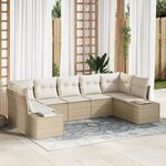vidaXL Set de canapé de jardin en 7 pièces avec coussins beige poly raton