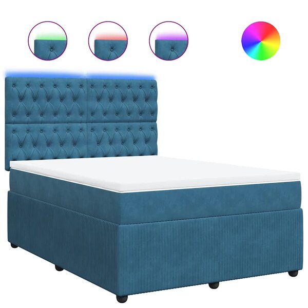 vidaXL Sommier à lattes de lit et matelas bleu 140x200 cm velours