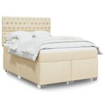 vidaXL Sommier à lattes de lit avec matelas Crème 140x200 cm Tissu