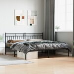 vidaXL Cadre de lit métal sans matelas et tête de lit noir 180x200 cm