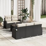 vidaXL Ensemble de canapé de jardin de 6 pièces avec coussins noir poly rotin