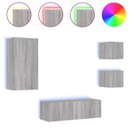 vidaXL Meuble TV muraux 4 Pièces avec lumières LED sonoma gris