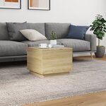 vidaXL Table basse avec lumières LED chêne sonoma 50x50x40 cm