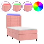 vidaXL Sommier à lattes de lit matelas et LED Rose 80x200 cm Velours