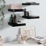 vidaXL Étagère murale flottante 4 Pièces Noir brillant 23x23 5x3 8 cm MDF