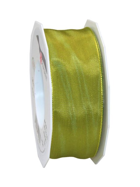 Ruban de soie acetat laitonné lyon 25-m-rouleau 40 mm vert-jaune