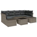 vidaXL Ensemble de sofa de jardin de 7 pièces avec coussins gris en poly rotin