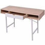 Bureau table meuble travail informatique bureau avec 1 tiroir chêne et blanc 0502072