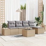 vidaXL Ensemble de Canapés de Jardin 6 pièces avec Coussins Noir Poly Rattan