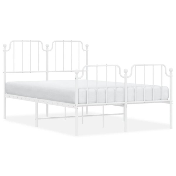 vidaXL Cadre de lit métal sans matelas et pied de lit blanc 120x190 cm