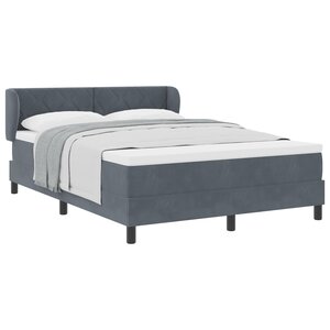 Lit à ressorts vidaXL avec matelas gris foncé 140x200 cm en velours